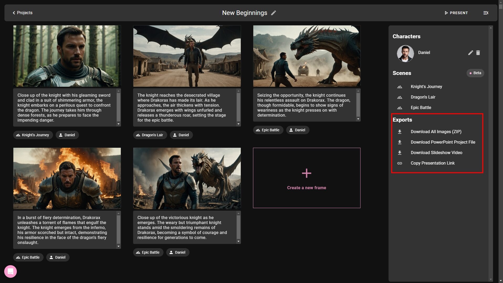 HOW TO USE KATALIST AI TO CREATE AWESOME STORYBOARDS dashboard new beginnings settings