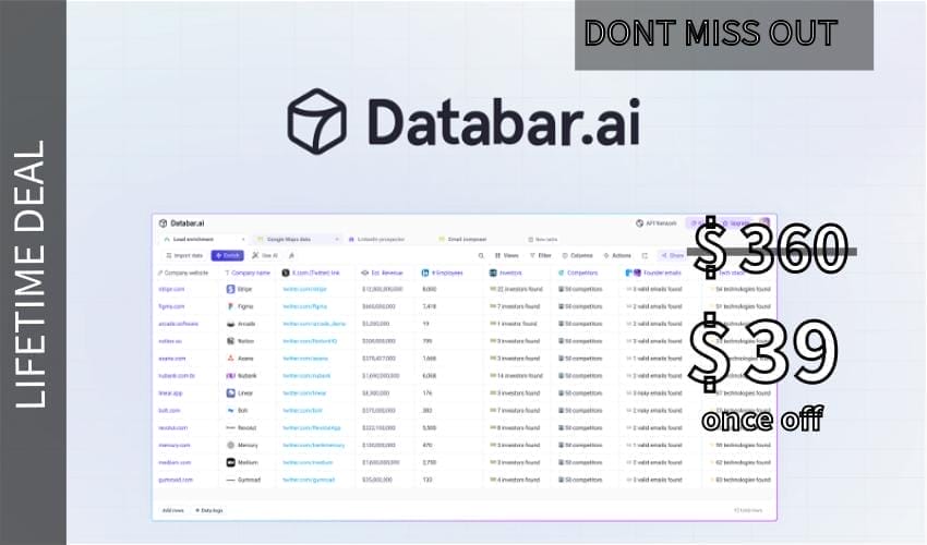 Databar Lifetime Deal for $39