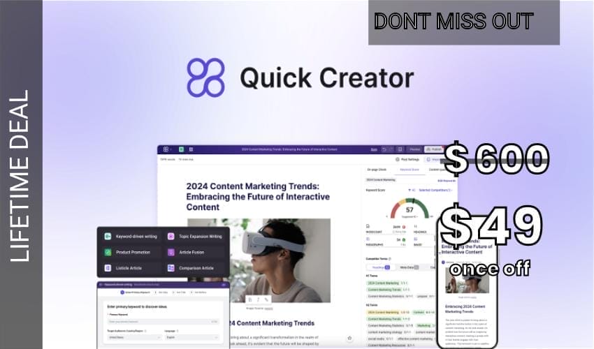 Quick Creator Lifetime Deal for $49