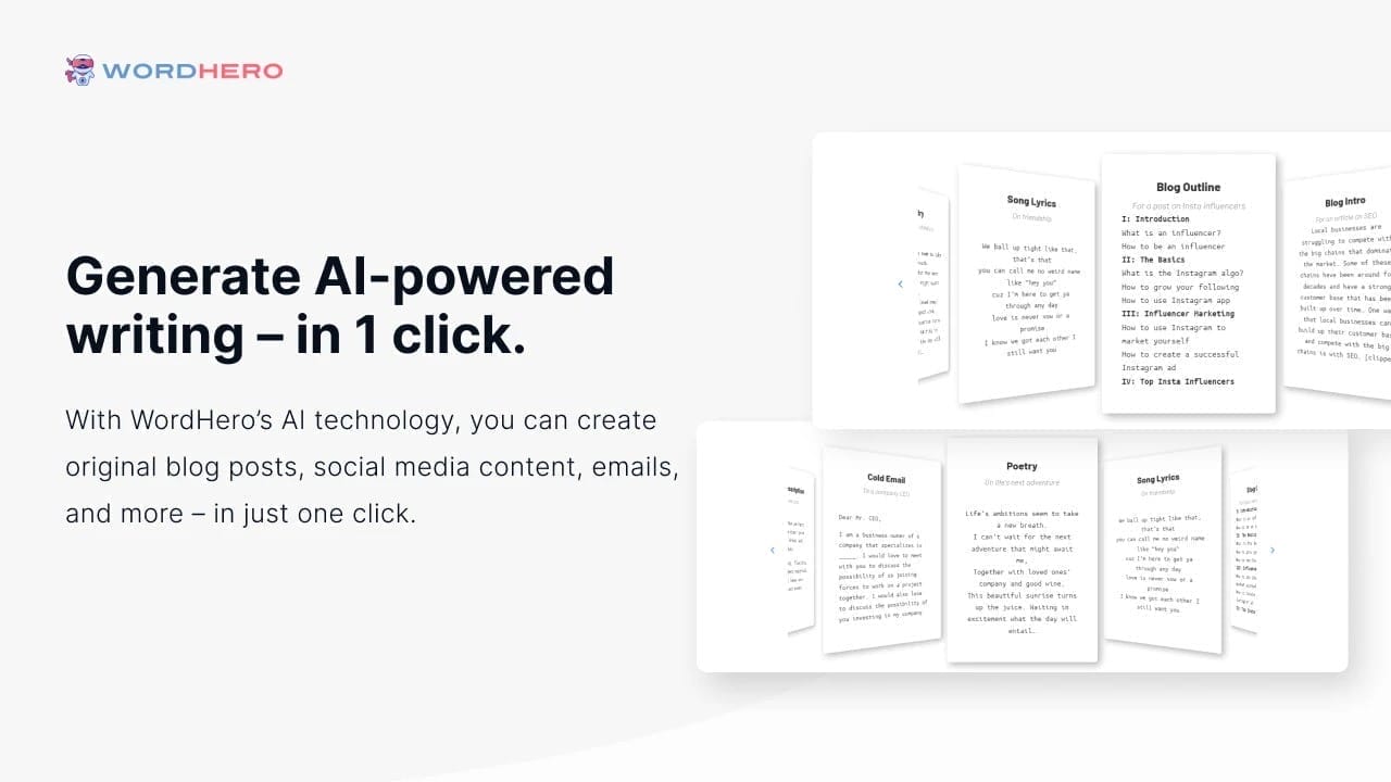 WordHero – AI Content Writer Lifetime Deal for $89