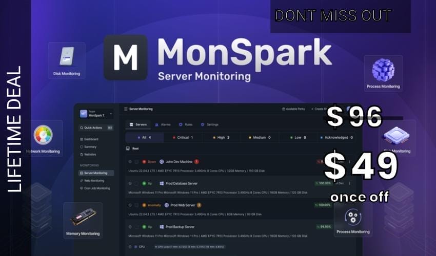 MonSpark Server Monitoring Lifetime Deal for $49