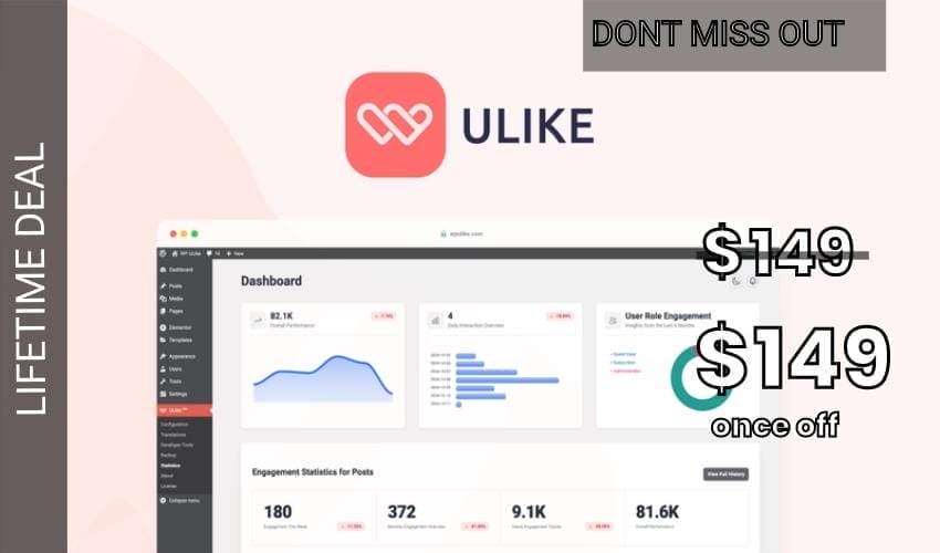 WP ULike Pro Lifetime Deal for $149