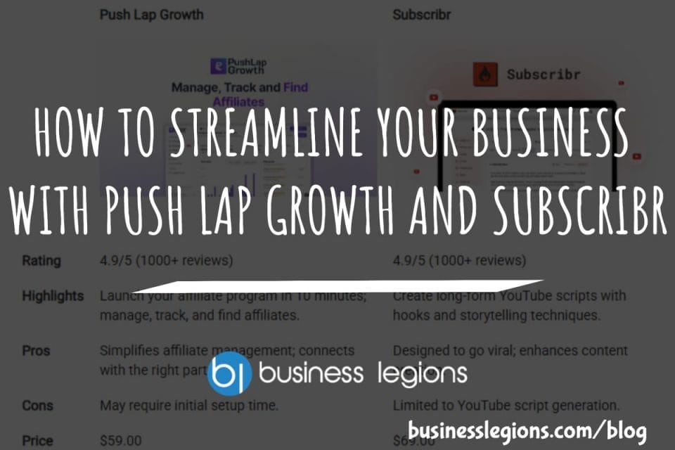HOW TO STREAMLINE YOUR BUSINESS WITH PUSH LAP GROWTH AND SUBSCRIBR