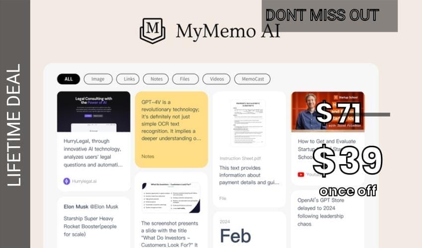MyMemo Lifetime Deal for $39