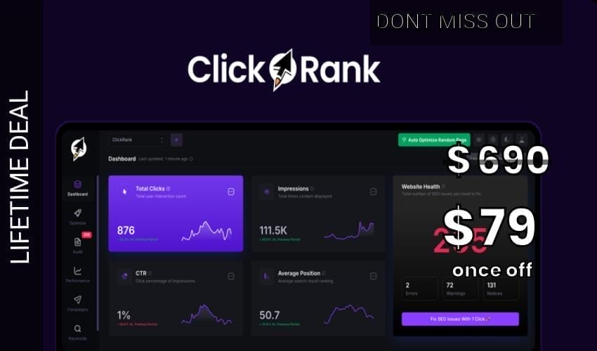 ClickRank Lifetime Deal for $79