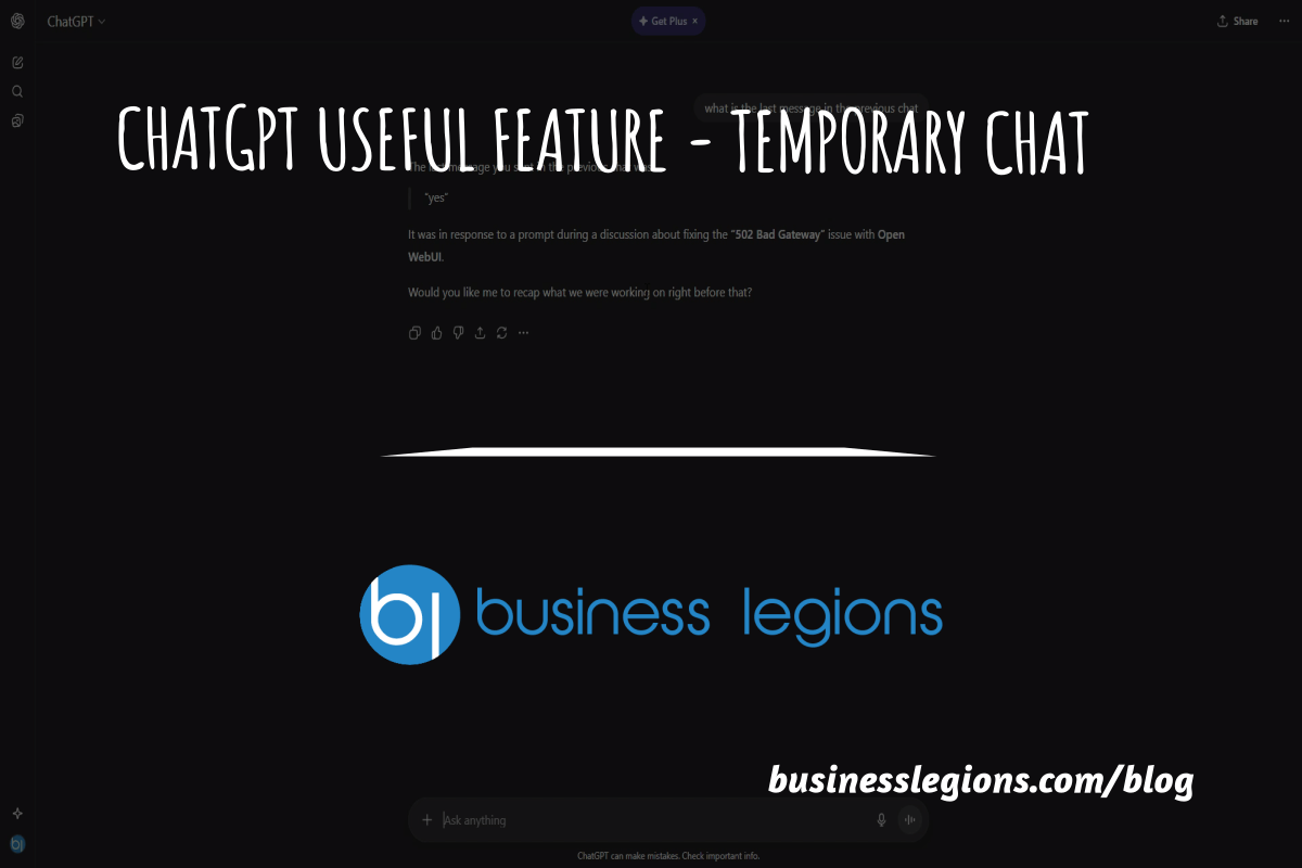 CHATGPT USEFUL FEATURE: TEMPORARY CHAT