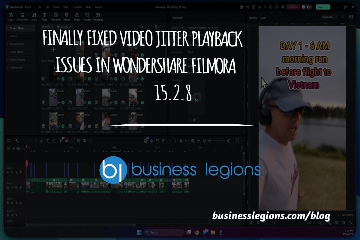 FINALLY FIXED PLAYBACK JITTER IN WONDERSHARE FILMORA 15.2.8
