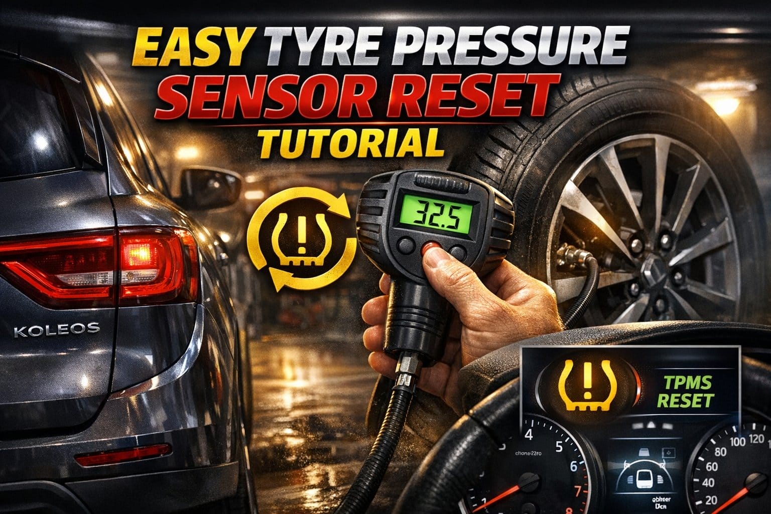 EASY TYRE PRESSURE SENSOR RESET TUTORIAL | RENAULT KOLEOS & SIMILAR CARS