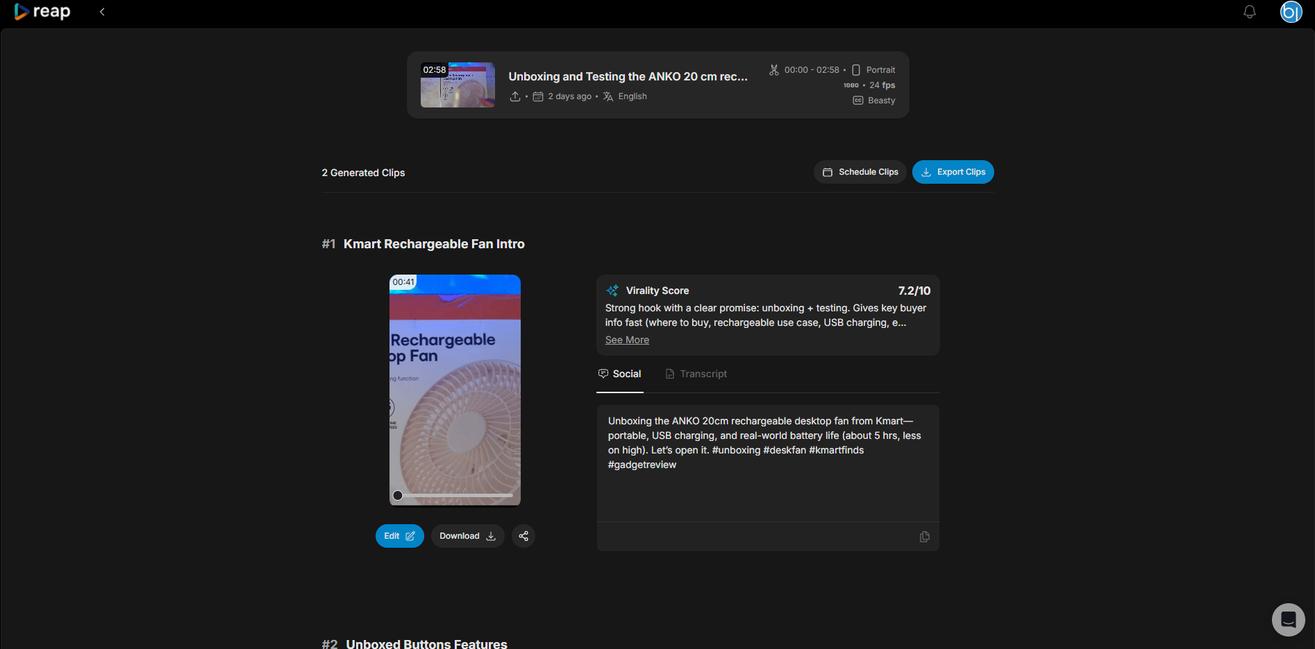 Business Legions USING REAP FOR VIDEO CLIPS Export