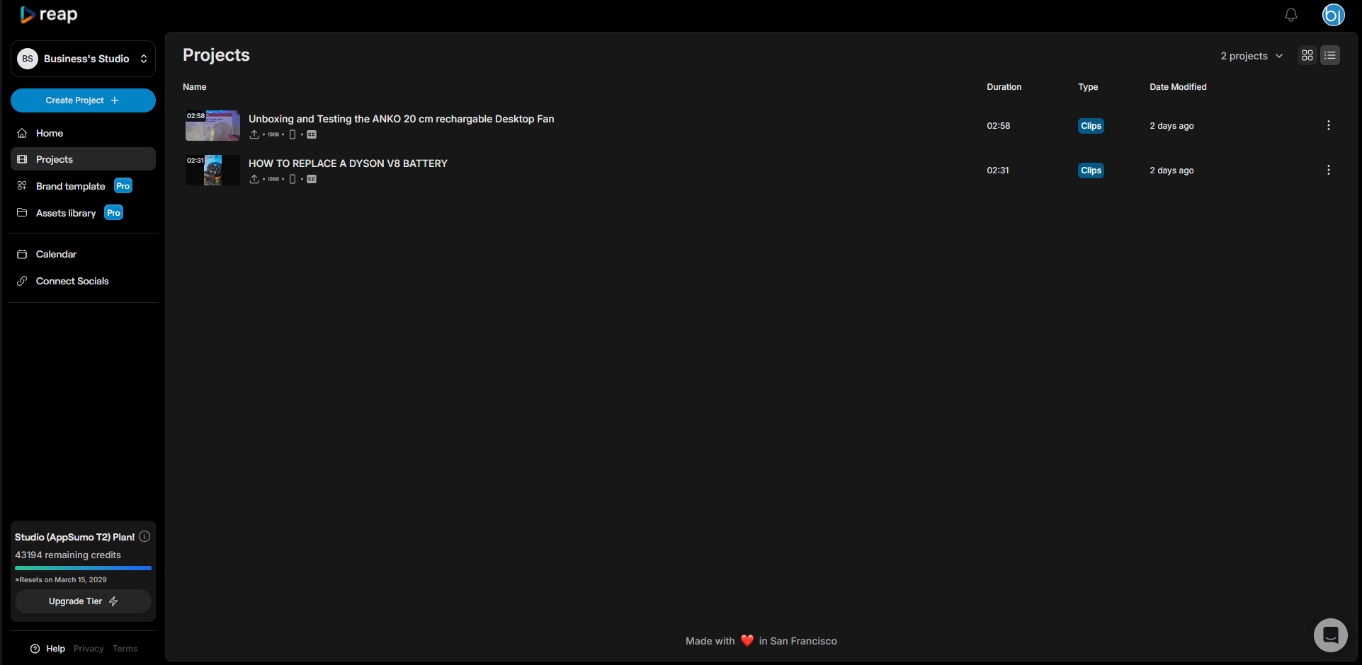 Business Legions USING REAP FOR VIDEO CLIPS